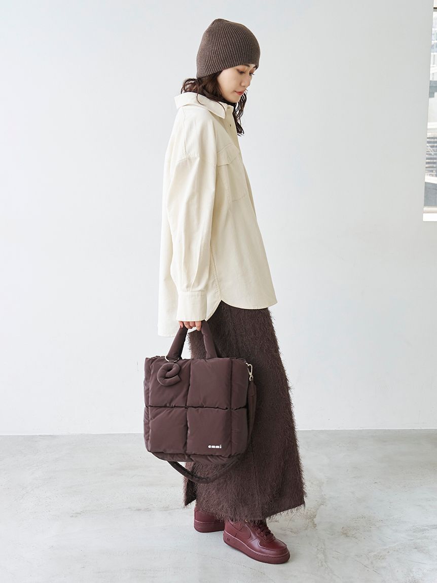 emmi atelier「emmiロゴゴムジャガードフリンジスカート」|スカート|
