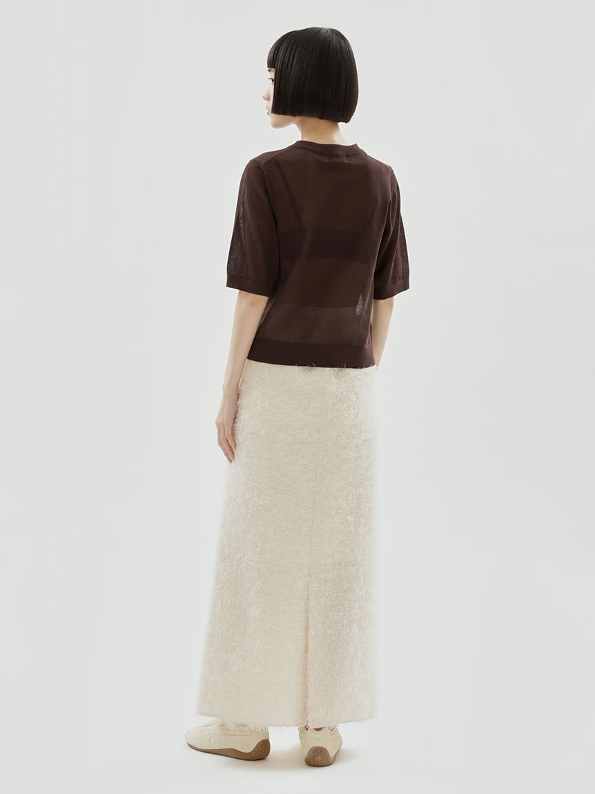 emmi atelier「emmiロゴゴムジャガードフリンジスカート」|スカート|
