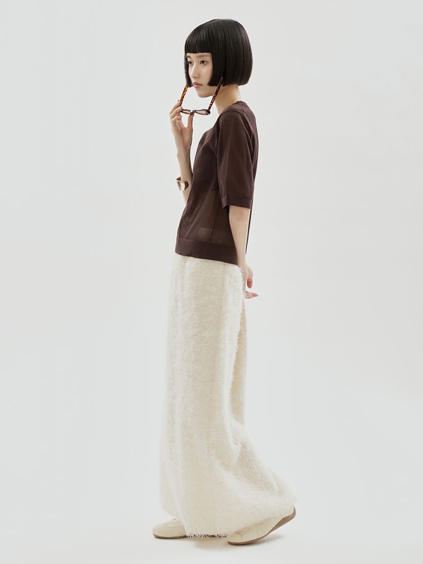 emmi atelier「emmiロゴゴムジャガードフリンジスカート」|スカート|