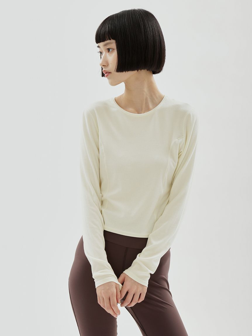 emmi atelier「【W&T】クロップドテレコロンT」|Tシャツ・カットソー|