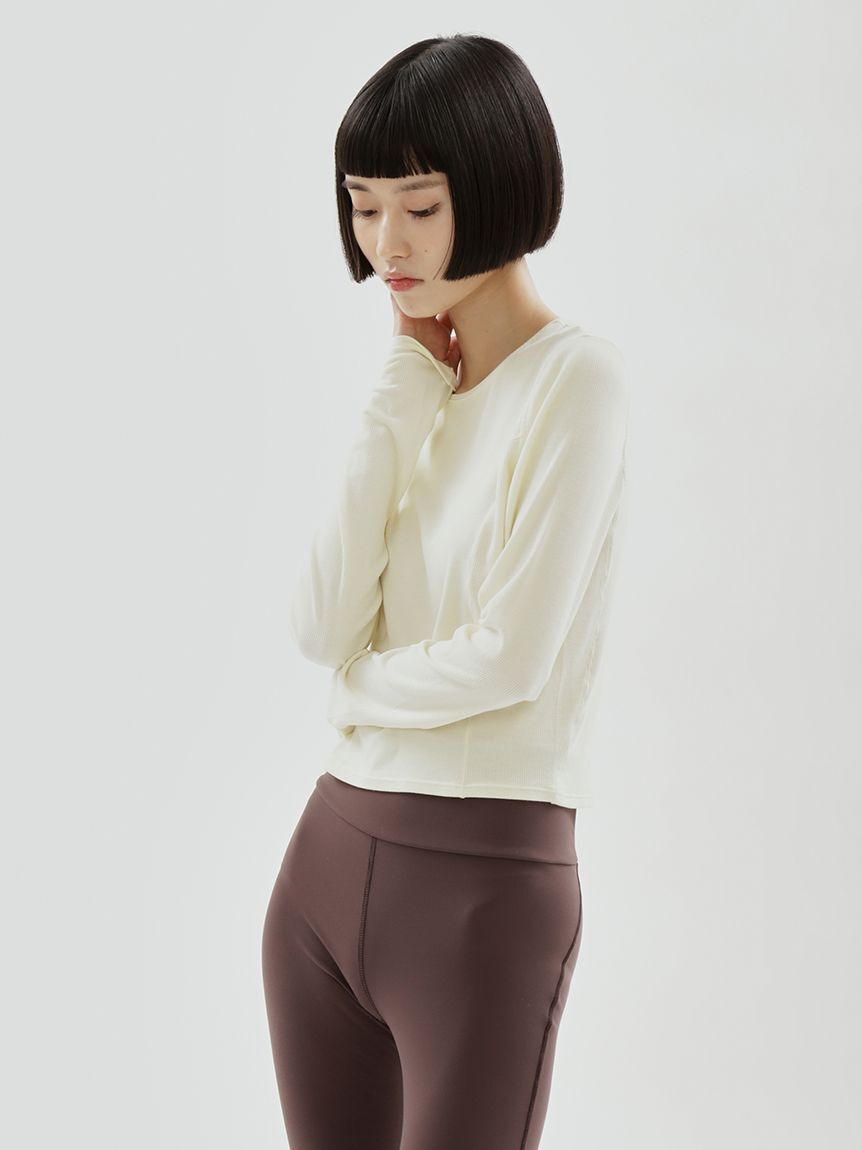 emmi atelier「【W&T】クロップドテレコロンT」|Tシャツ・カットソー|
