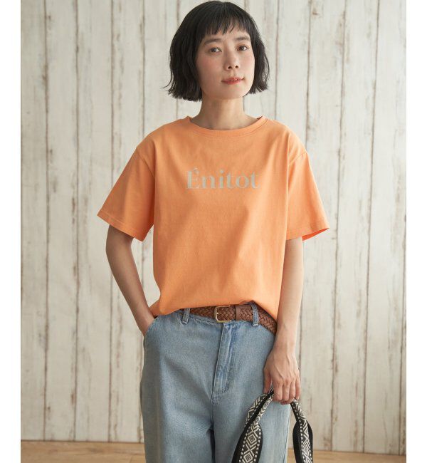 Lbc with Life「コットンロゴプリントTシャツ」|Tシャツ・カットソー|アプリコット