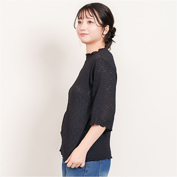 BACKYARD FAMILY「tシャツ レディース 半袖 通販 5分袖Tシャツ レディースTシャツ リブTシャツ プルオーバー」|Tシャツ・カットソー|