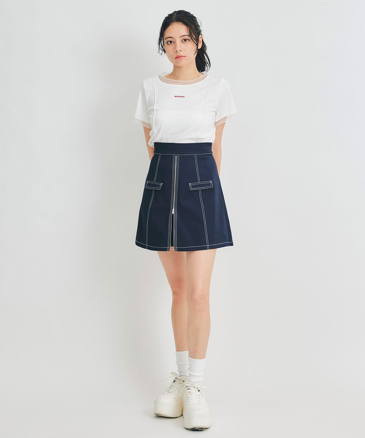 REDYAZEL「シアーレイヤードコンパクトロゴTシャツ」|Tシャツ・カットソー|