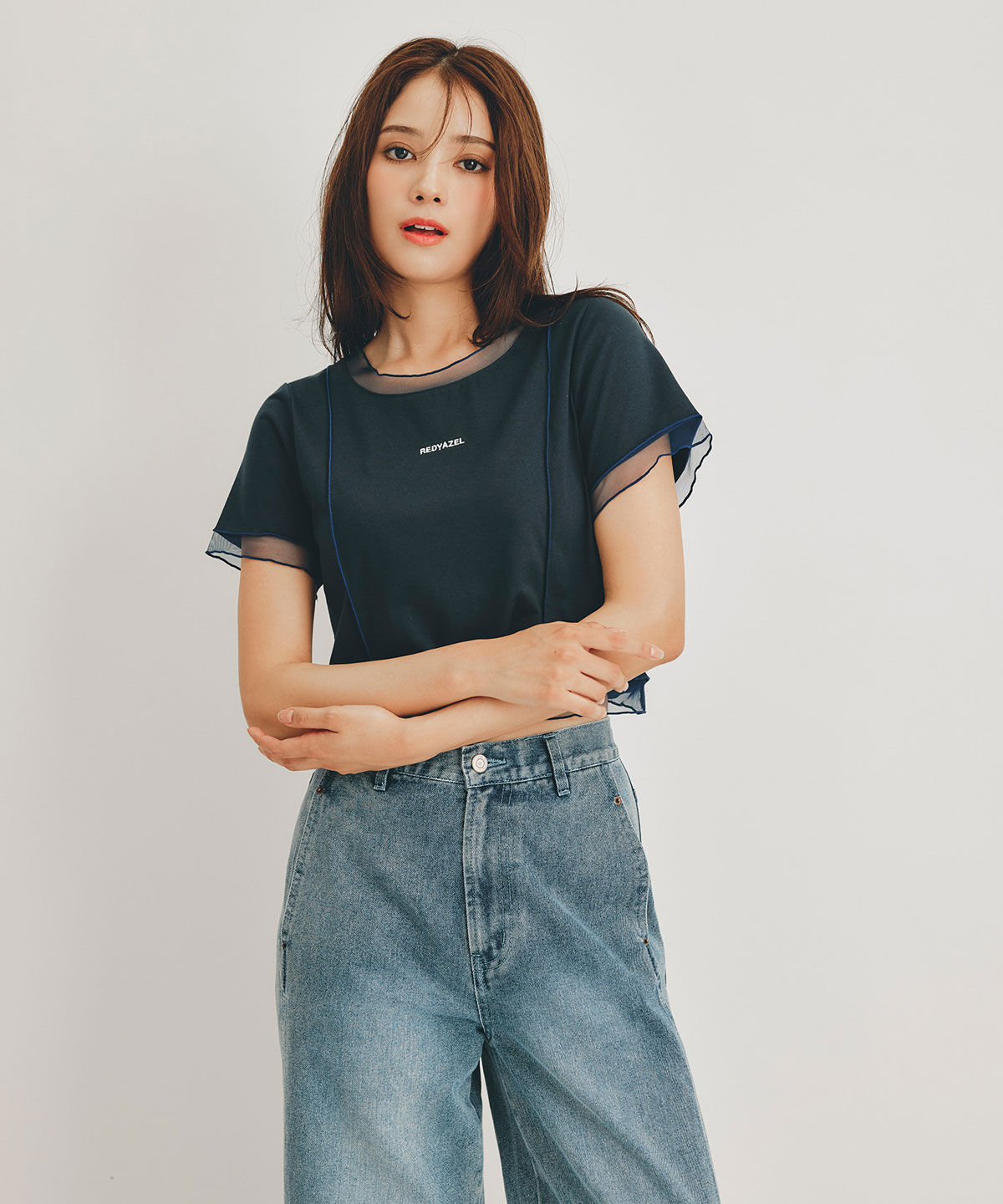 REDYAZEL「シアーレイヤードコンパクトロゴTシャツ」|Tシャツ・カットソー|