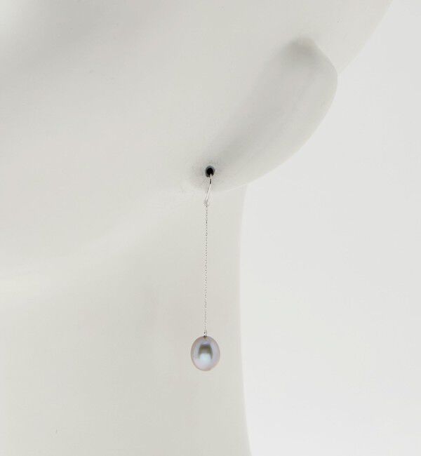 UNITED ARROWS「＜les bonbon＞GRAY パール ロングピアス」|ピアス|