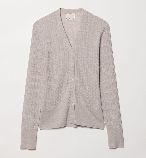 conte「＜conte＞シアー ケーブル Vネックカーディガン」|カーディガン|BEIGE