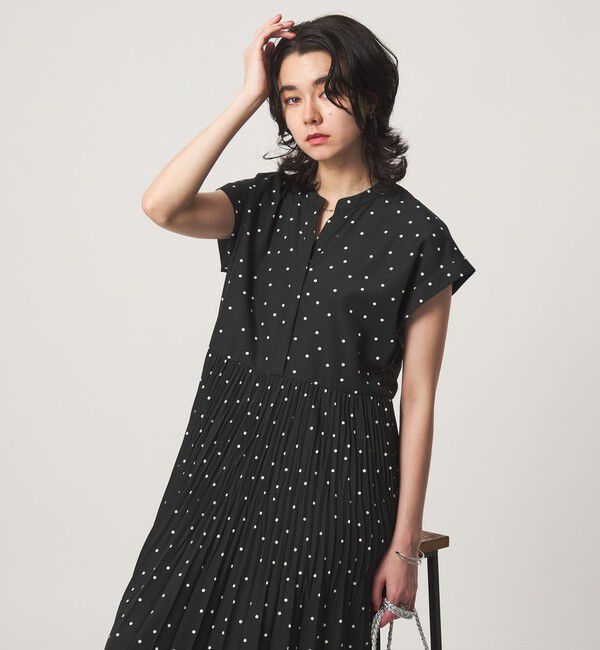 size SHORT/TALLあり］全方位映えプリーツワンピ ドット（UNITED