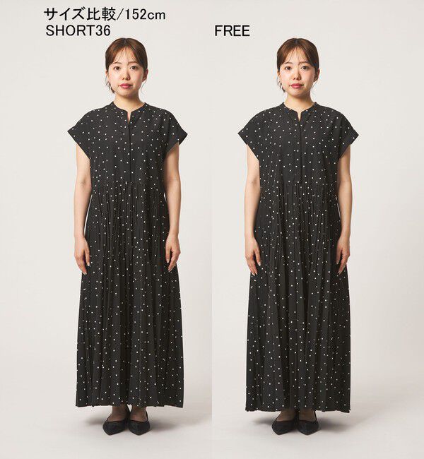 size SHORT/TALLあり］全方位映えプリーツワンピ ドット（UNITED