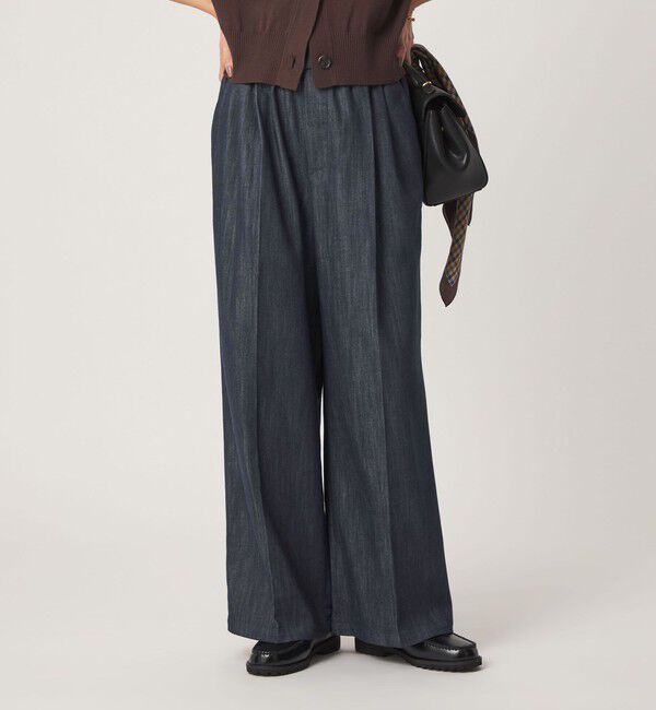 UNITED ARROWS green label relaxing「［size SHORT/TALLあり］ニーハイワイド パンツ デニム ストレッチ」|デニム|