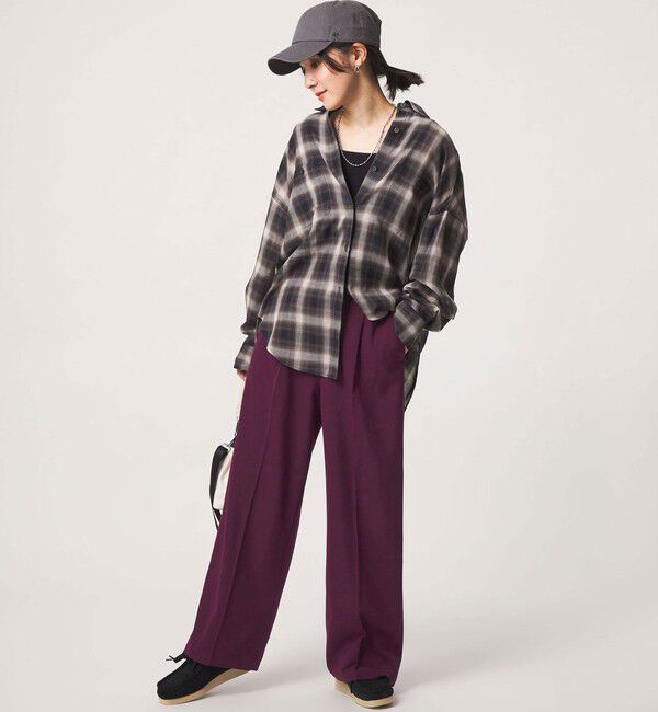 UNITED ARROWS green label relaxing「【WEB限定】＜at ease＞オルマイ ワイド パンツ マシンウォッシャブル ストレッチ 帯電防止」|その他|WINE