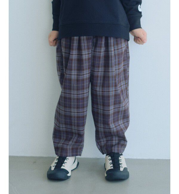 UNITED ARROWS green label relaxing「バレルレッグ チェック ロングパンツ / キッズ 100cm―160cm」|チノ|