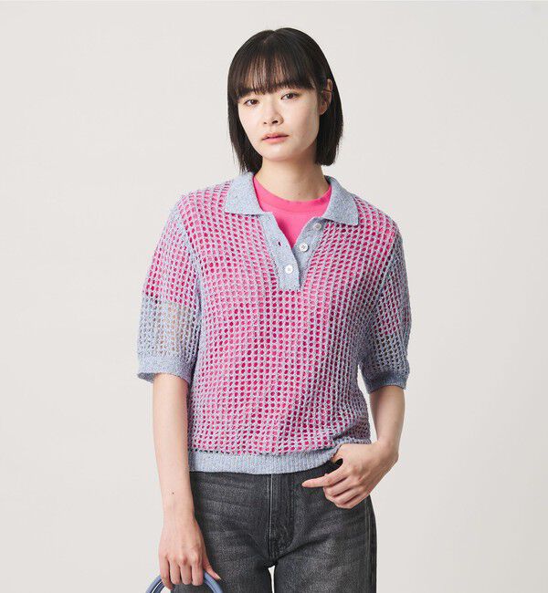 NICE WEATHER「＜NICE WEATHER＞メッシュ ショートスリーブ ポロシャツ」|ニット・セーター|LT.BLUE