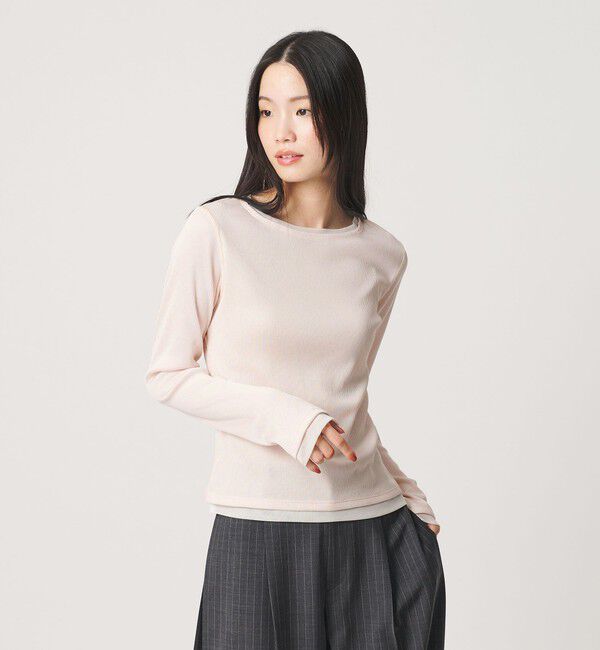 BEAUTY&YOUTH UNITED ARROWS「ポリエステルコットン テレコ チュール ドッキングプルオーバー」|Tシャツ・カットソー|LT.PINK