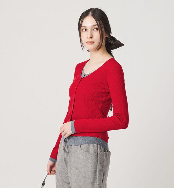 BEAUTY&YOUTH UNITED ARROWS「【WEB限定】レイヤードニットカーディガン ウォッシャブル」|カーディガン|RED