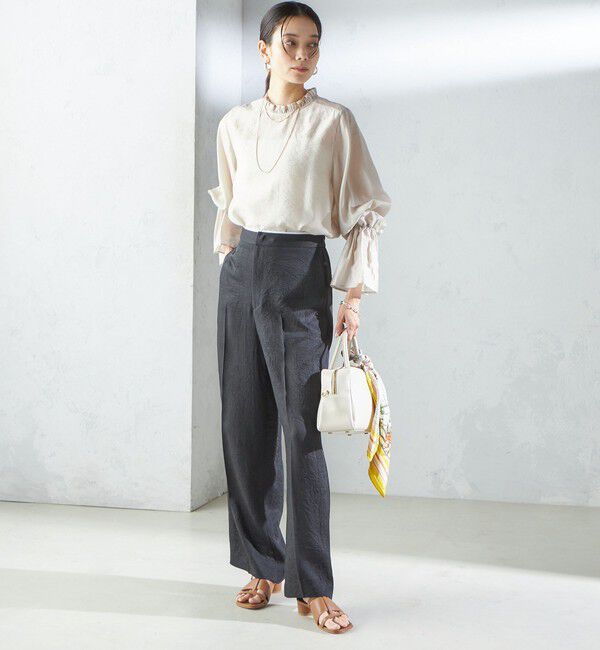 SHIPS for women「〈手洗い可能〉シルク混 シャイニー フリル スリーブ ブラウス」|シャツ・ブラウス|