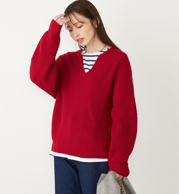 SHIPS Colors 「SHIPS Colors:〈手洗い可能〉畦 スキッパー ニット◇」|ニット・セーター|