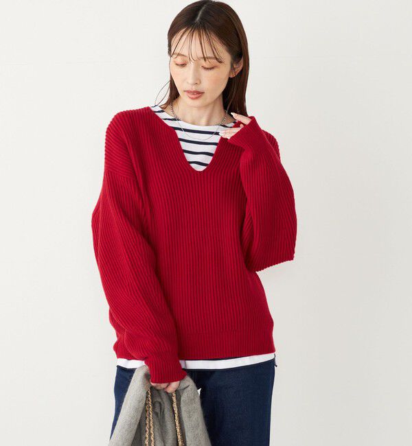 SHIPS Colors 「SHIPS Colors:〈手洗い可能〉畦 スキッパー ニット◇」|ニット・セーター|