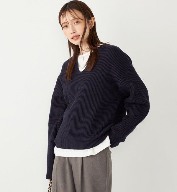 SHIPS Colors 「SHIPS Colors:〈手洗い可能〉畦 スキッパー ニット◇」|ニット・セーター|
