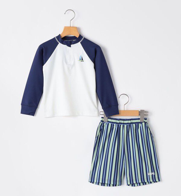 SHIPS KIDS「SHIPS KIDS:110～150cm / 〈UVカット〉ラッシュガード スイムショーツ セット」|その他|ネイビー