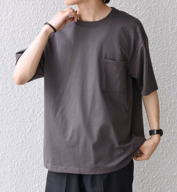 SHIPS any「SHIPS any:〈接触冷感/吸水速乾/UVカット/遮熱〉Raylock ダブルフェイス ポケット Tシャツ」|Tシャツ・カットソー|