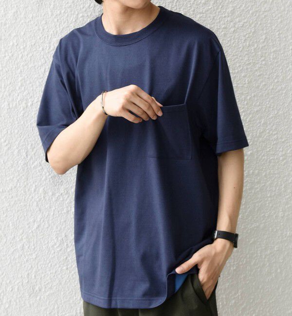 SHIPS any「SHIPS any:〈接触冷感/吸水速乾/UVカット/遮熱〉Raylock ダブルフェイス ポケット Tシャツ」|Tシャツ・カットソー|