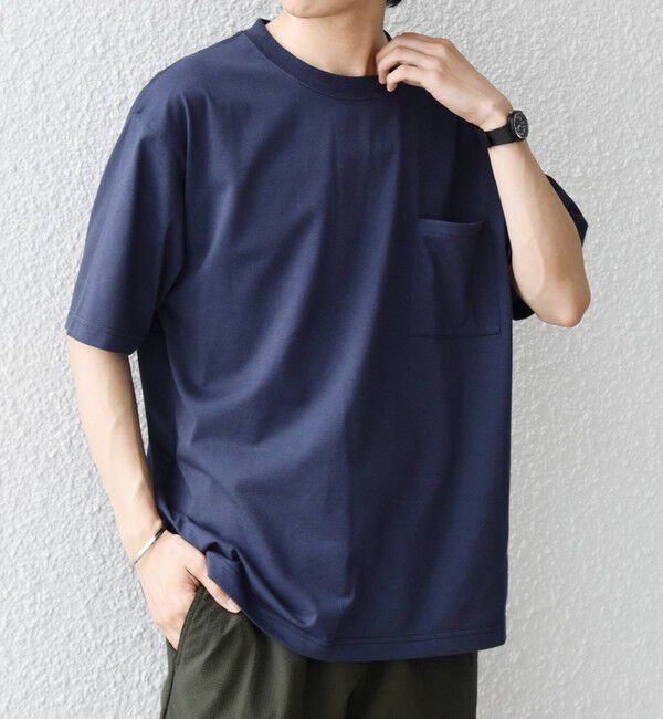 SHIPS any「SHIPS any:〈接触冷感/吸水速乾/UVカット/遮熱〉Raylock ダブルフェイス ポケット Tシャツ」|Tシャツ・カットソー|