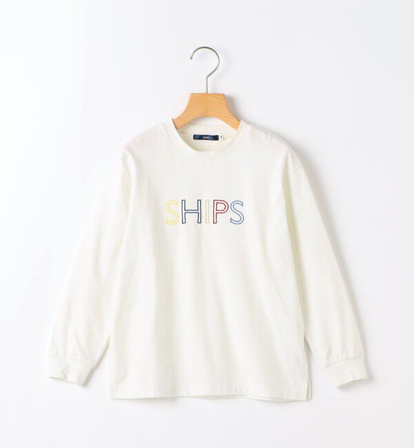 SHIPS KIDS「SHIPS KIDS:100～130cm/ 刺繍 ロゴ ロングスリーブ Tシャツ」|Tシャツ・カットソー|