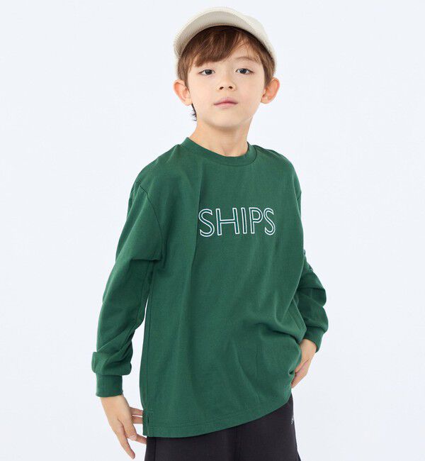 SHIPS KIDS「SHIPS KIDS:100～130cm/ 刺繍 ロゴ ロングスリーブ Tシャツ」|Tシャツ・カットソー|