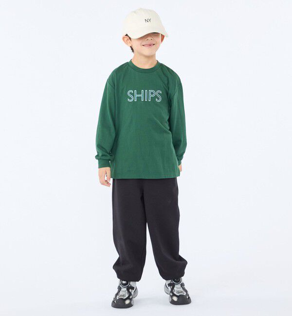 SHIPS KIDS「SHIPS KIDS:100～130cm/ 刺繍 ロゴ ロングスリーブ Tシャツ」|Tシャツ・カットソー|