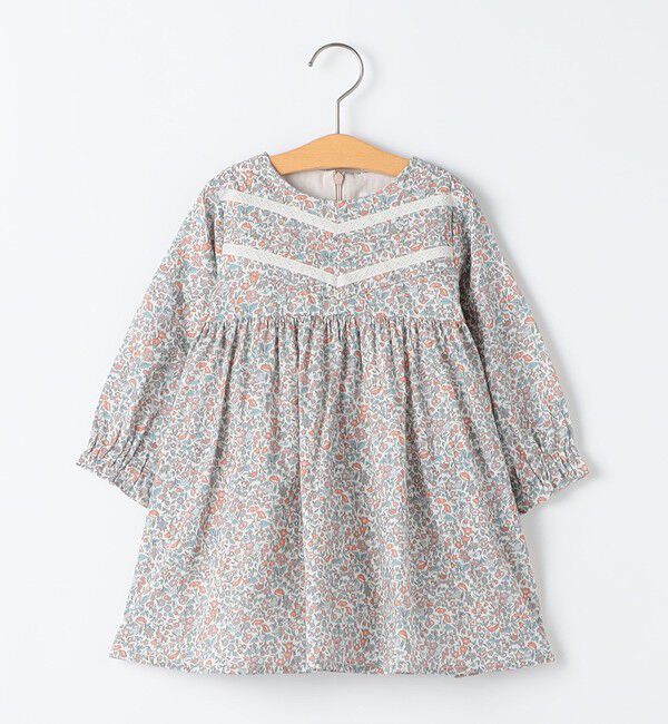 SHIPS KIDS「SHIPS KIDS:80～90cm / リバティ ギャザー ワンピース 長袖」|ワンピース|ピンク系