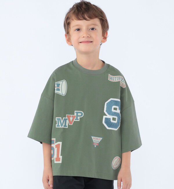 SHIPS KIDS「SHIPS KIDS:100～130cm /〈UVカット/接触冷感〉ワッペンプリント Tシャツ」|Tシャツ・カットソー|