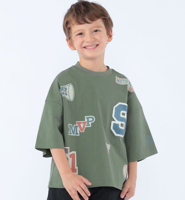 SHIPS KIDS「SHIPS KIDS:100～130cm /〈UVカット/接触冷感〉ワッペンプリント Tシャツ」|Tシャツ・カットソー|