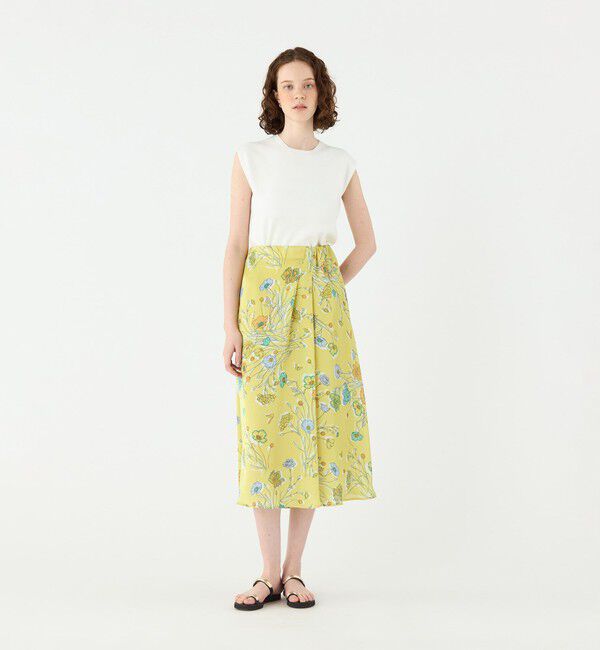 Ballsey「【別注】manipuri for Ballsey Collage Bloom アシンメトリータックスカート」|フレア|