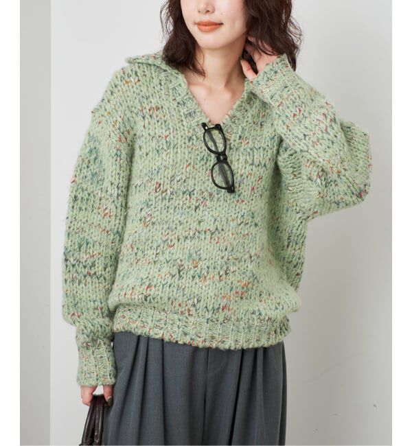 SLOBE IENA「《予約》TRICOTS JEAN MARC/トリコットジーンマルク SLOBE別注 MIXスキッパーニット」|ニット・セーター|グリーン
