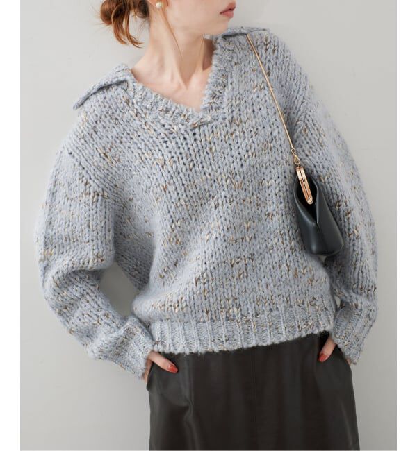 SLOBE IENA「《予約》TRICOTS JEAN MARC/トリコットジーンマルク SLOBE別注 MIXスキッパーニット」|ニット・セーター|サックスブルー