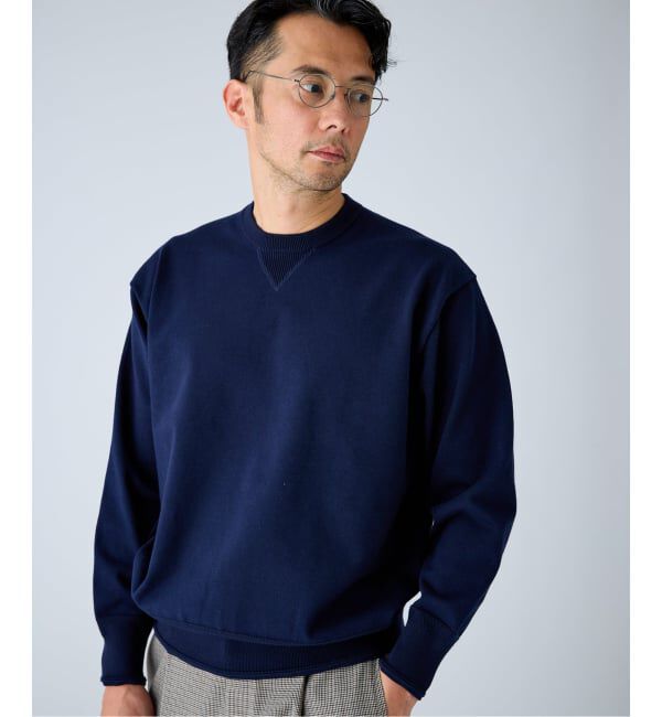 EDIFICE「《EDIFICE by PIPPIOLINO》コットン プレーディング クルーネック」|スウェット・ジャージ|ネイビー