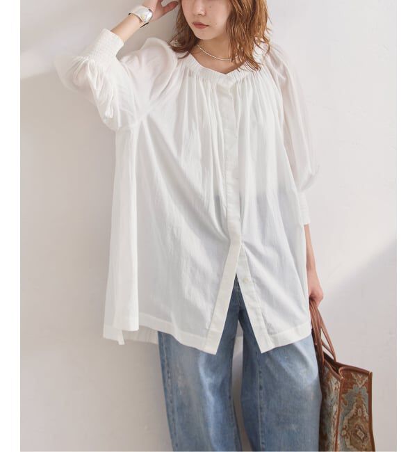 journal standard L'essage「SWボイル2WAYチュニックブラウス」|シャツ・ブラウス|ホワイト