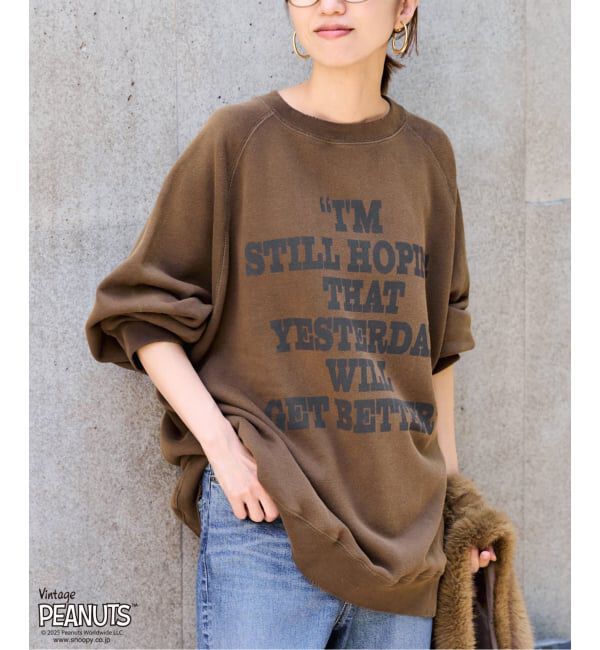 FRAMeWORK「≪追加予約≫MEAN MACHINE AGE 別注 PEANUTS VTG CREW SWT "CHARLIE"」|スウェット・ジャージ|ブラウン