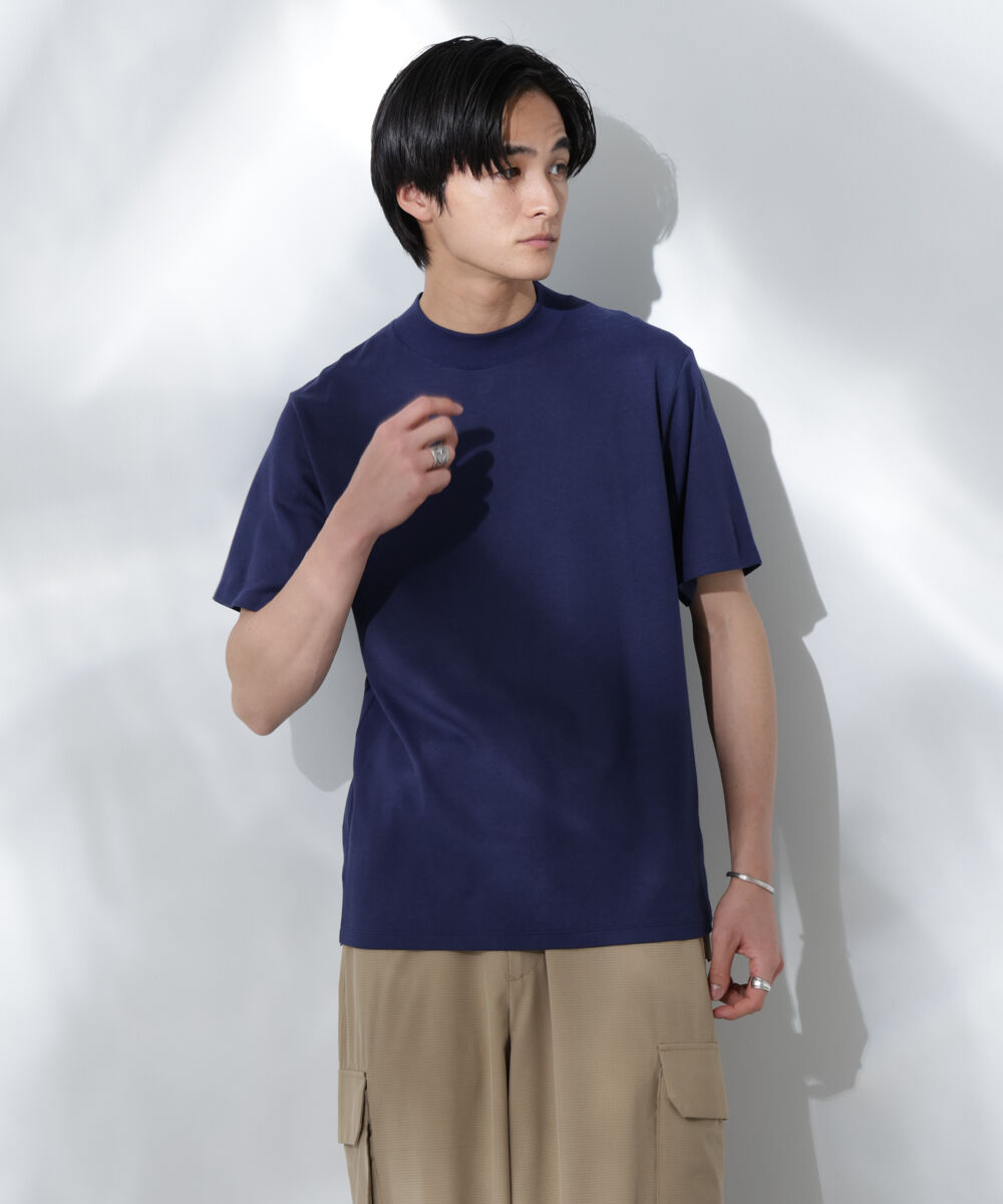nano･universe「Anti Soaked(R)  汗染み防止 モックネックレギュラーシルエットTシャツ」|Tシャツ・カットソー|D.ブルー2