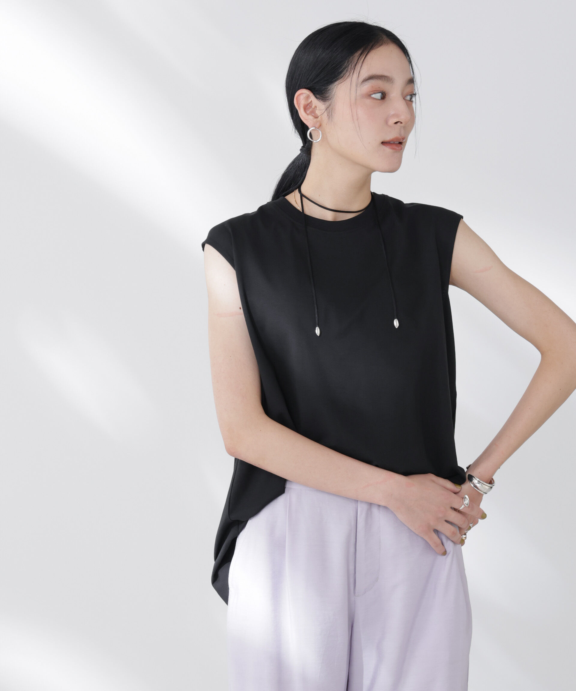 NANO universe「NANOFINE強撚コットンノースリーブトップス」|Tシャツ・カットソー|