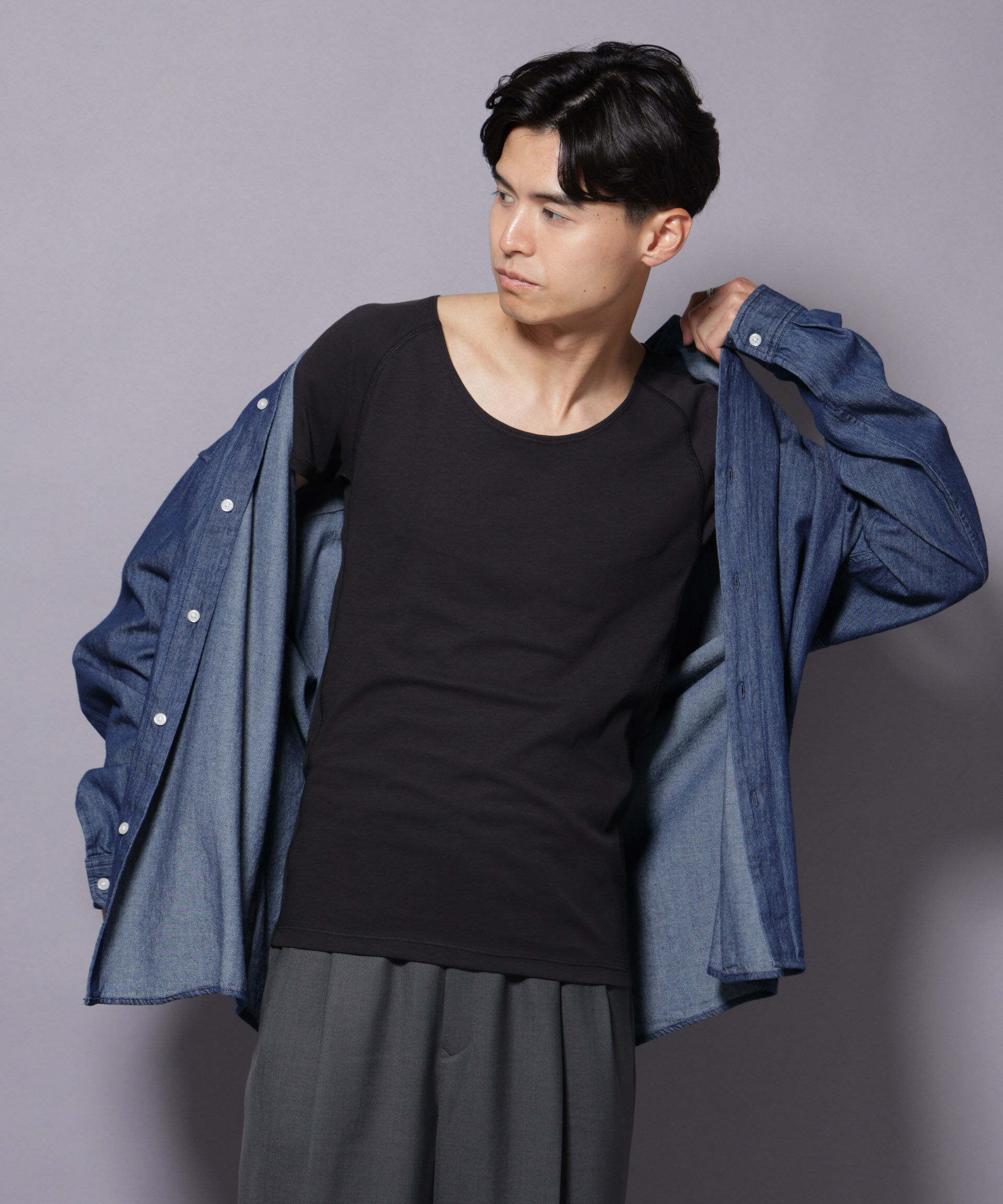 NANO universe「Anti Soaked(R)  Plus インナーTシャツ 半袖」|Tシャツ・カットソー|