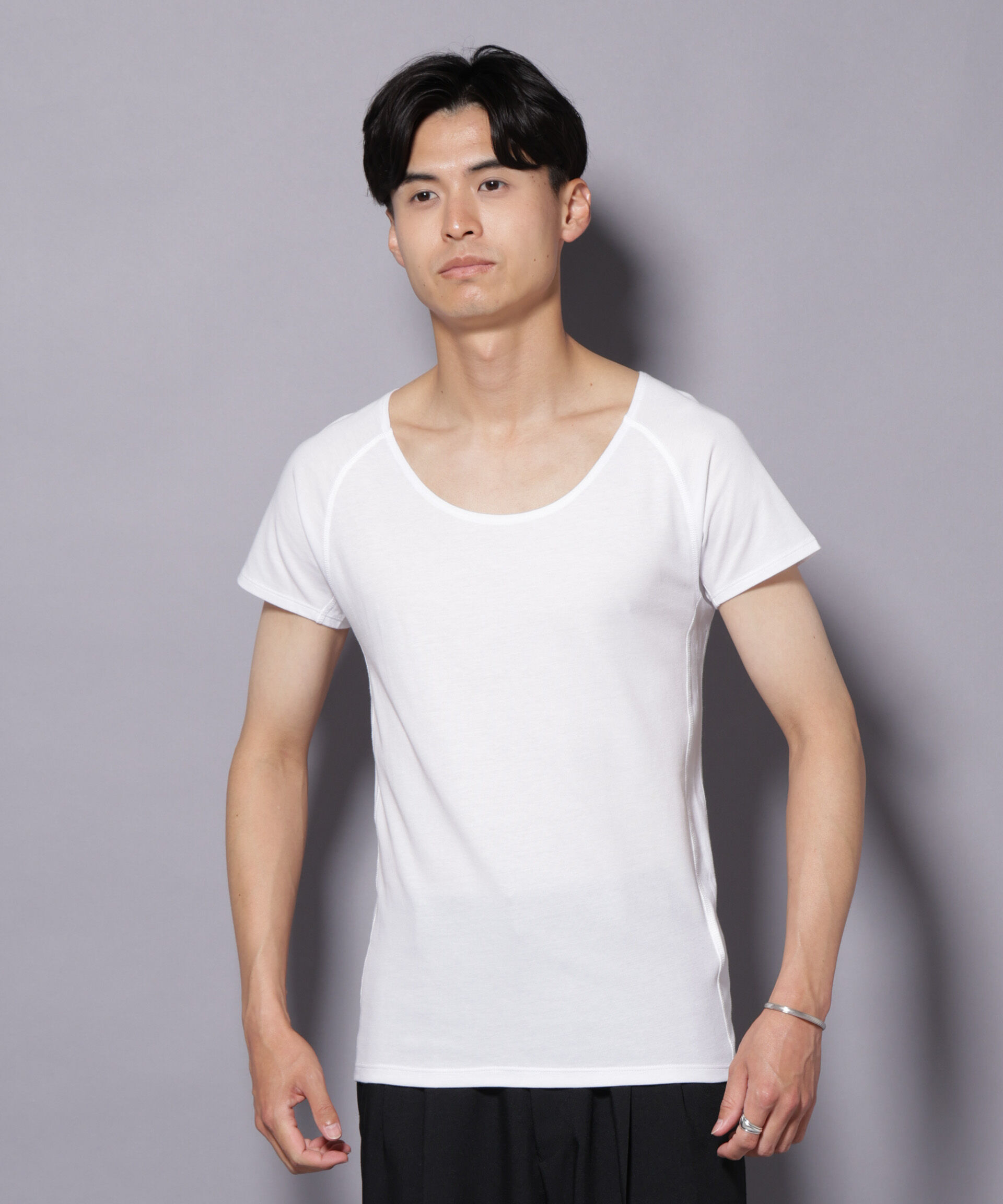 NANO universe「Anti Soaked(R)  Plus インナーTシャツ 半袖」|Tシャツ・カットソー|ホワイト
