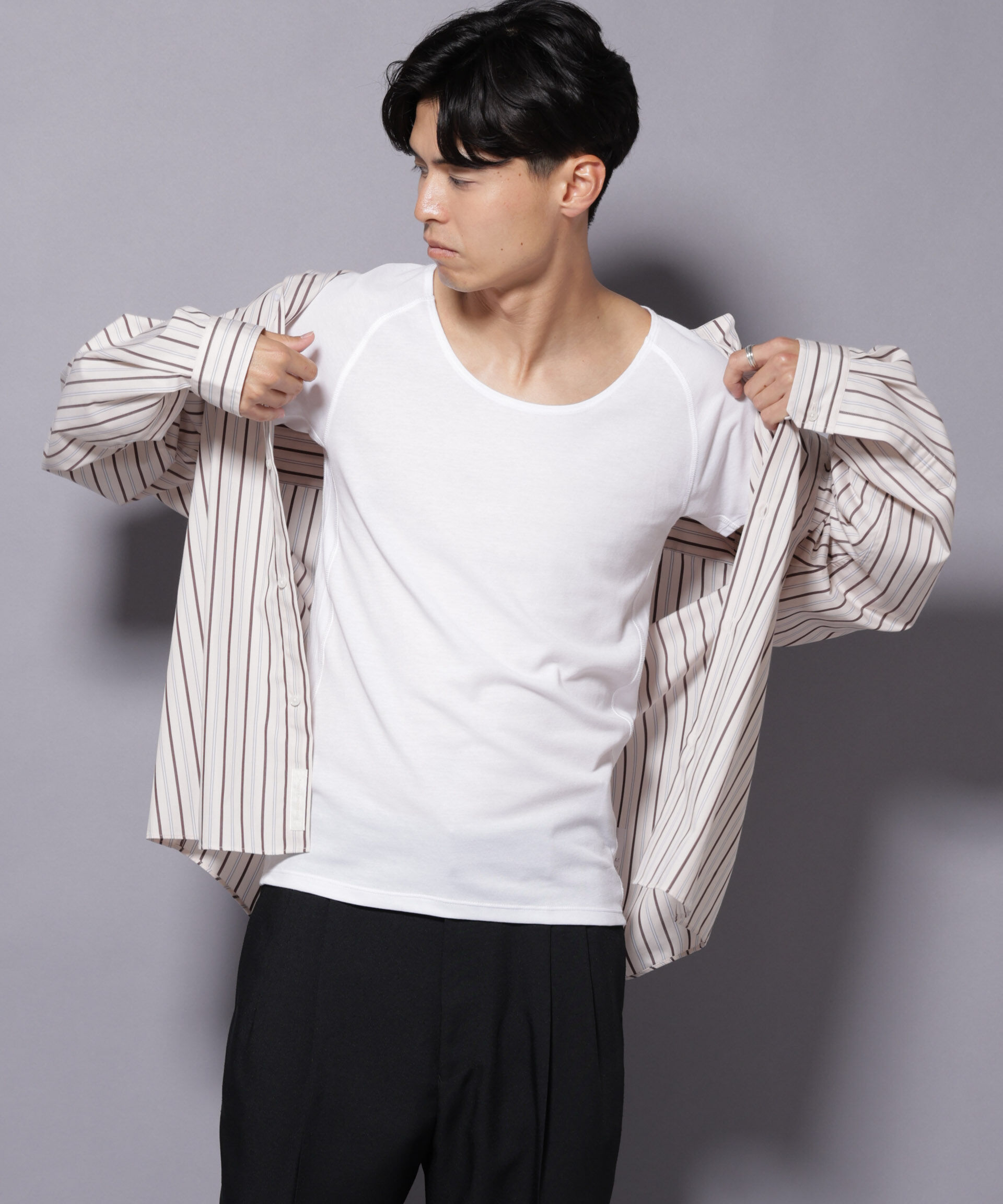 NANO universe「Anti Soaked(R)  Plus インナーTシャツ 半袖」|Tシャツ・カットソー|