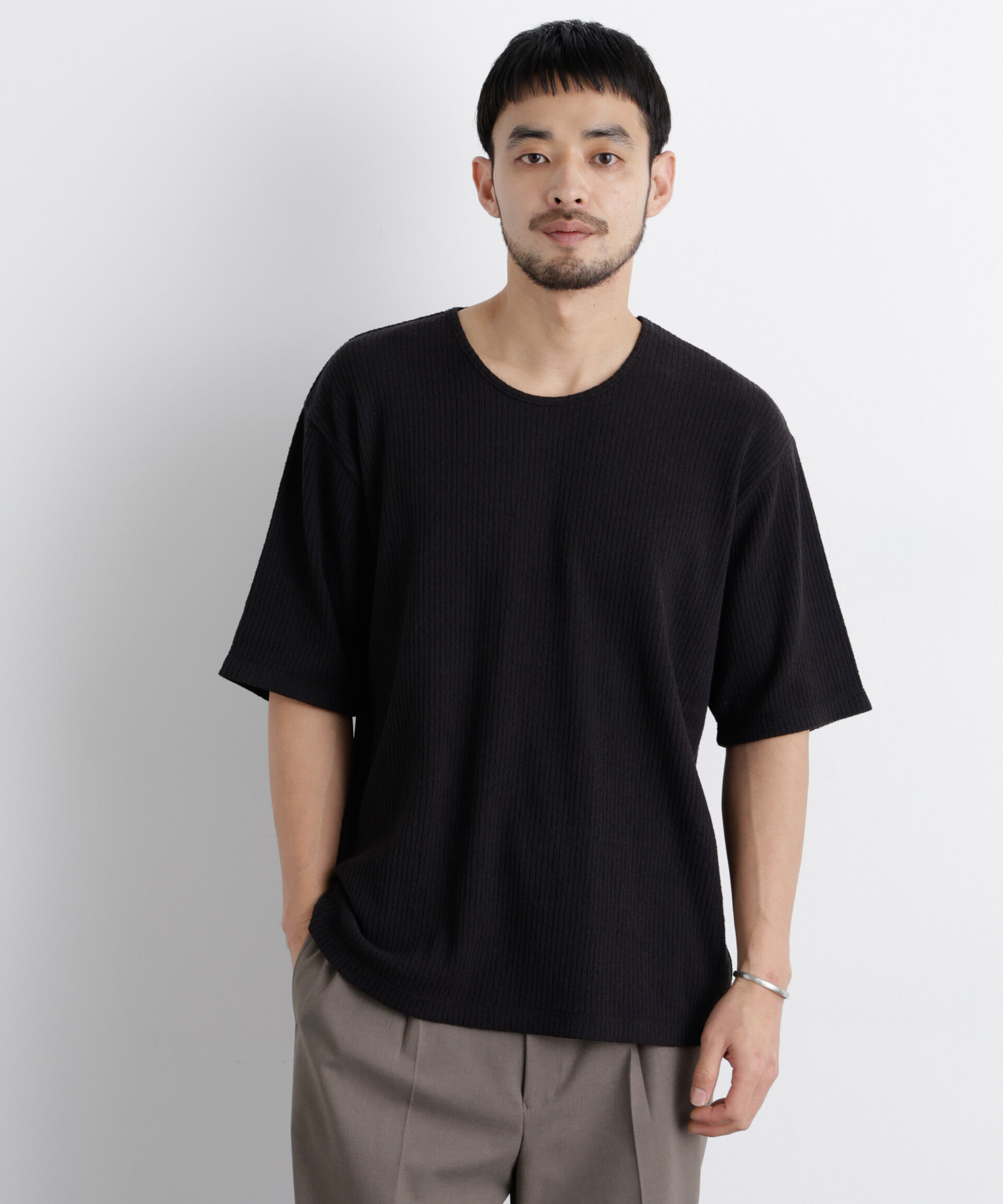 nano･universe「強撚ループヤーン針抜きストレッチ Tシャツ」|Tシャツ・カットソー|