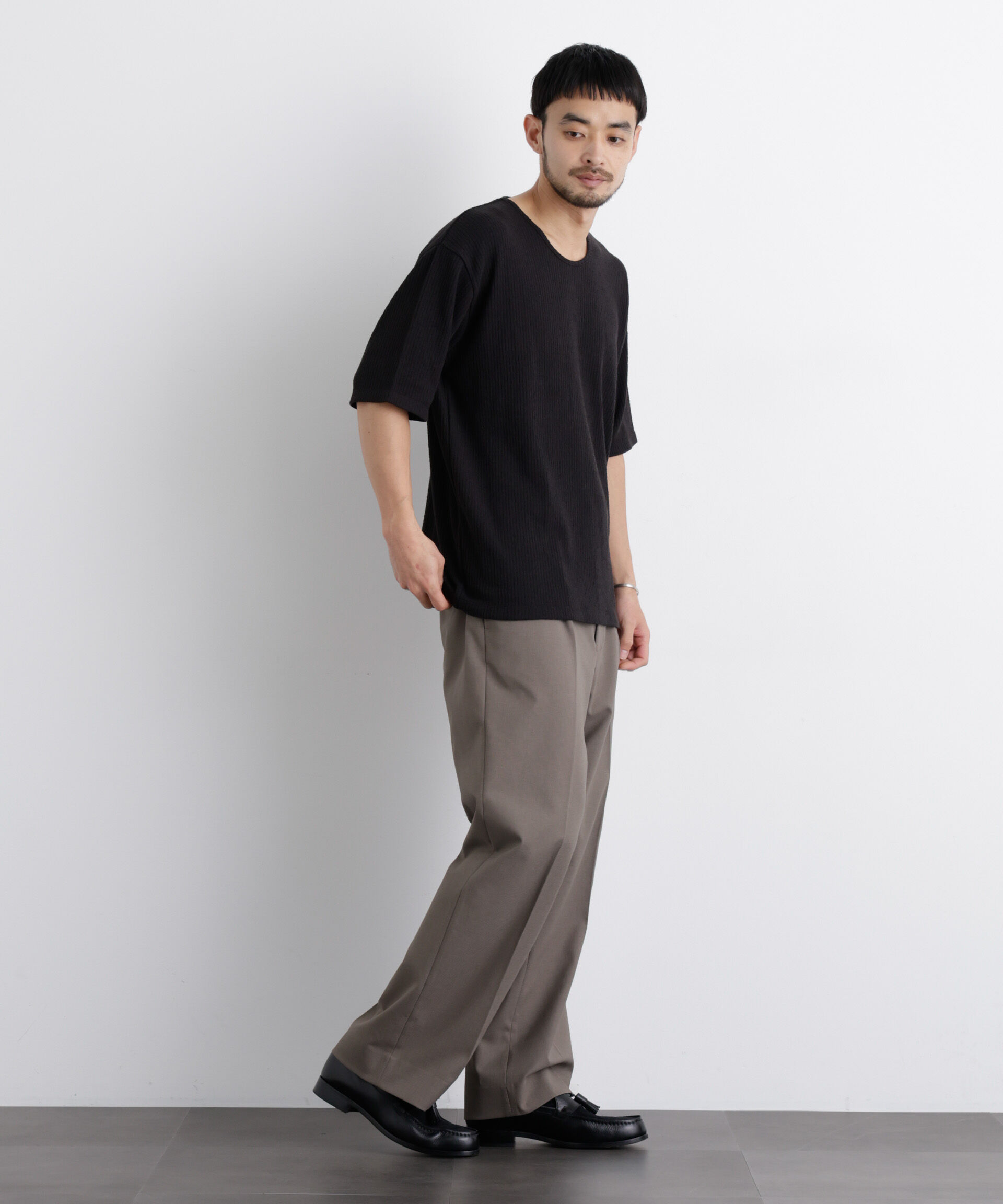nano･universe「強撚ループヤーン針抜きストレッチ Tシャツ」|Tシャツ・カットソー|