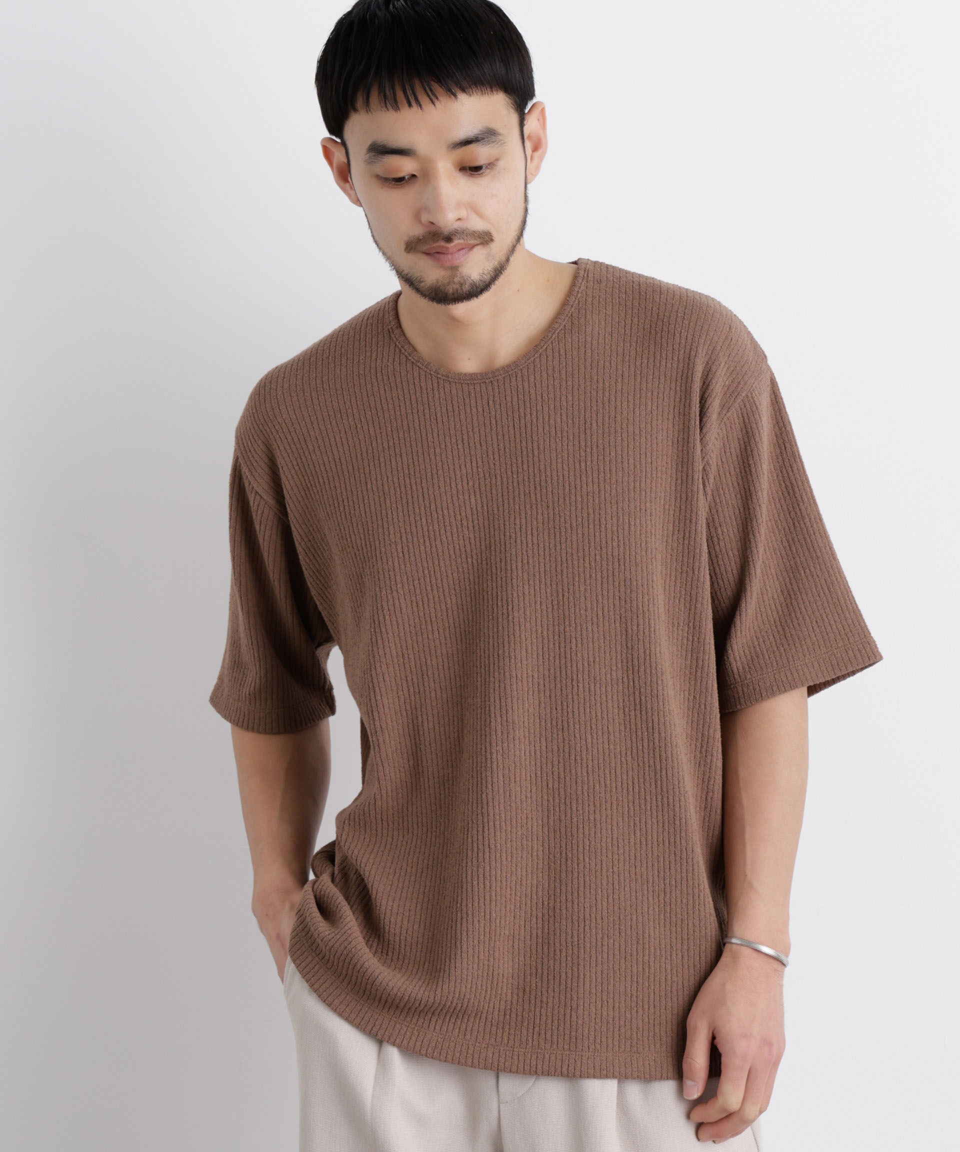 nano･universe「強撚ループヤーン針抜きストレッチ Tシャツ」|Tシャツ・カットソー|