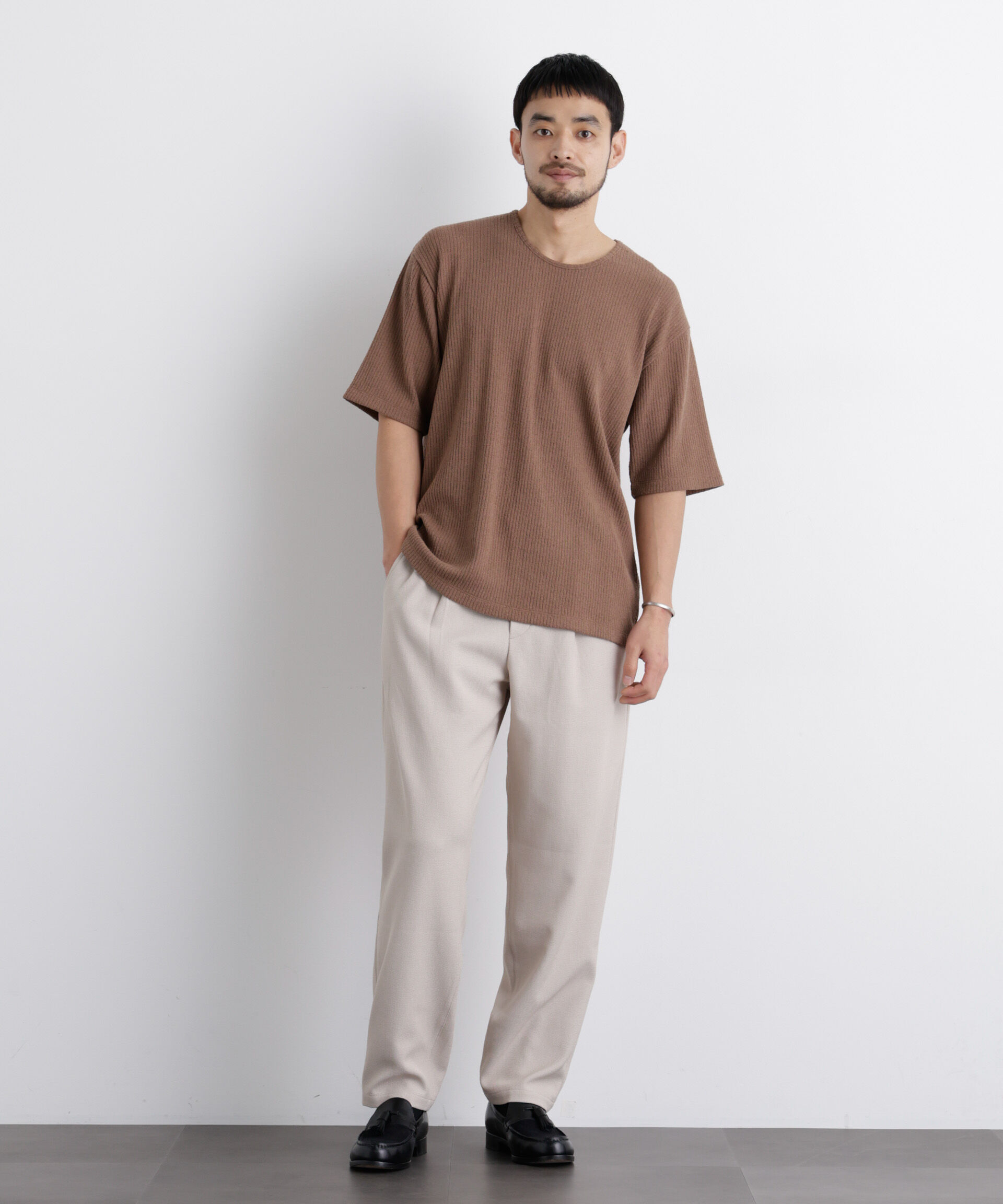 nano･universe「強撚ループヤーン針抜きストレッチ Tシャツ」|Tシャツ・カットソー|