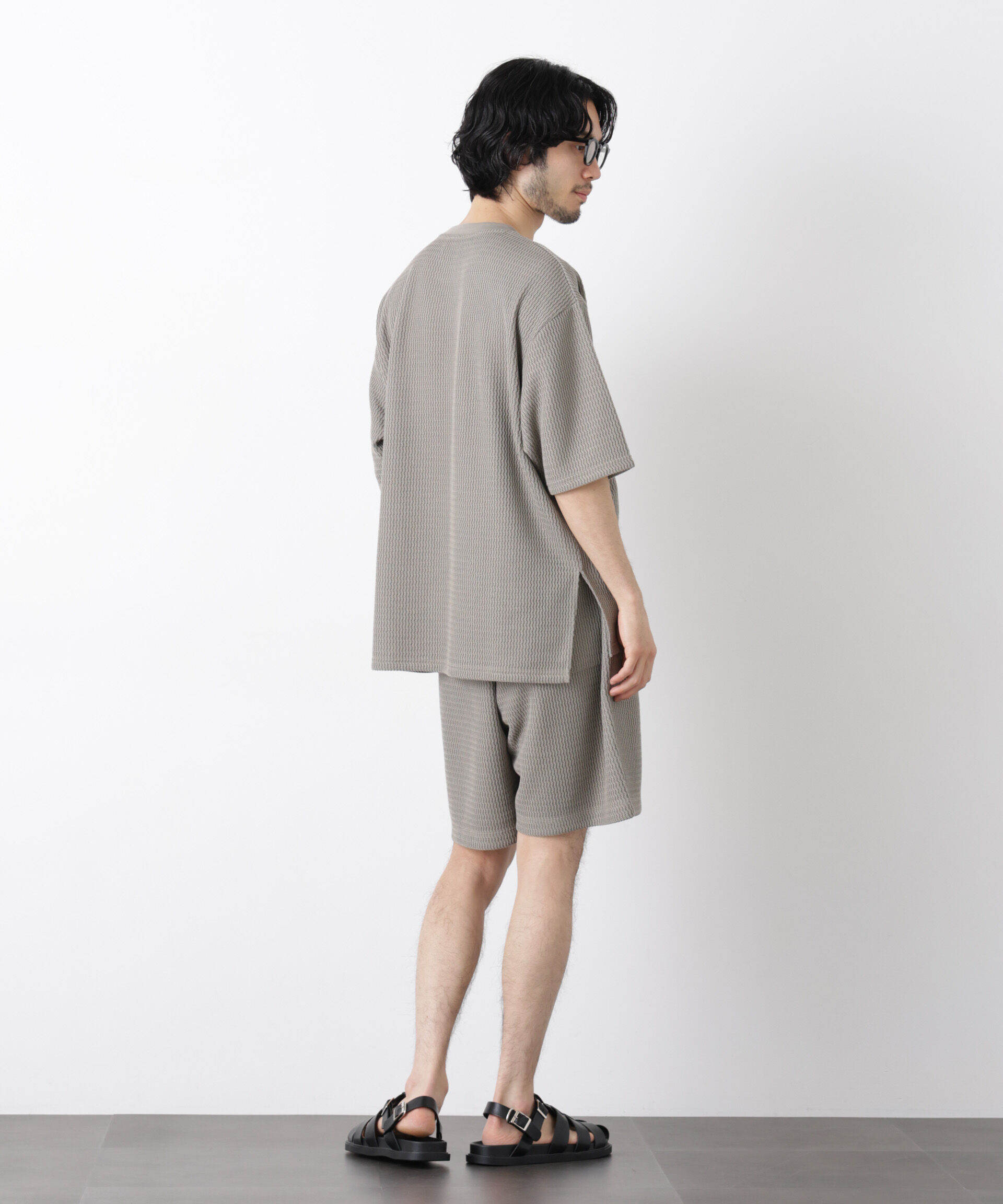 NANO universe「ジャガードニットソーショートパンツ（セットアップ可）」|チノ|
