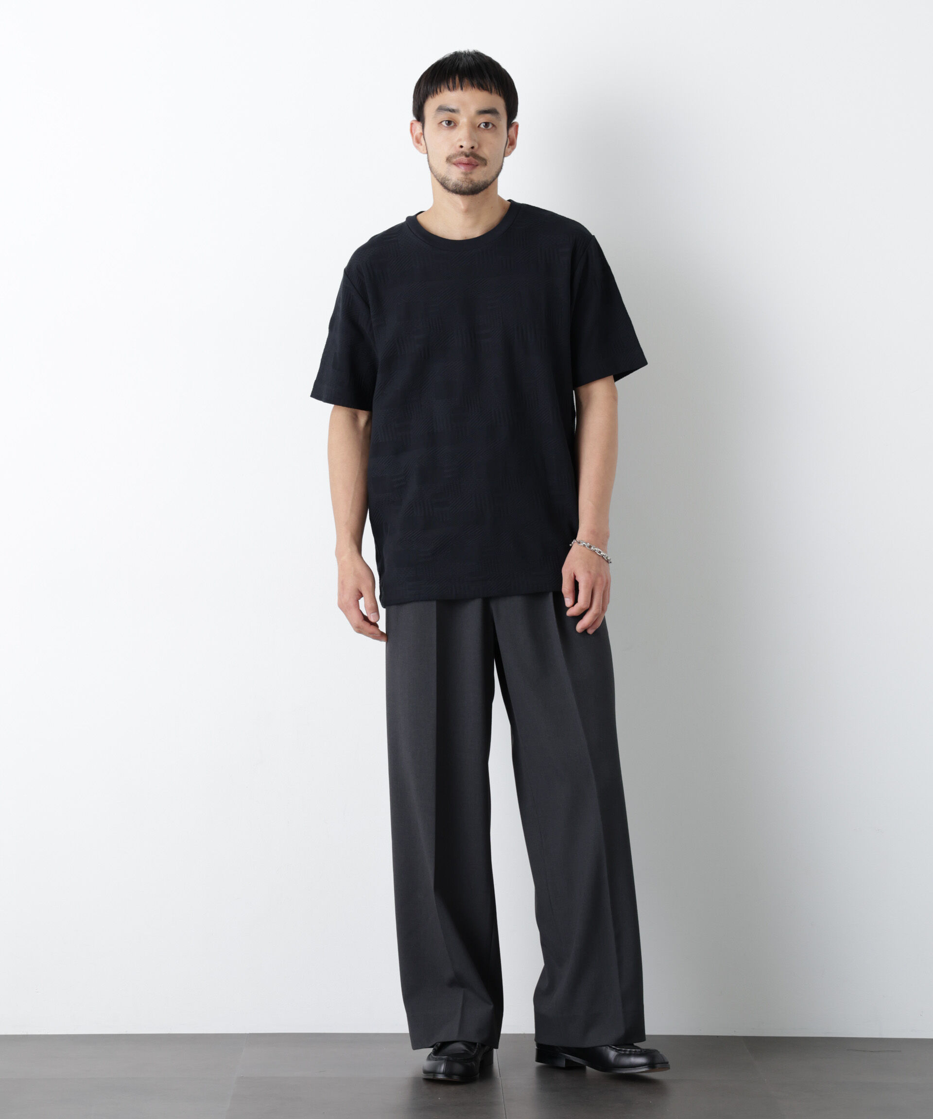 NANO universe「リンクスジャガードTシャツ 半袖」|Tシャツ・カットソー|